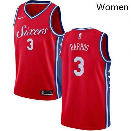 Womens Nike Philadelphia 76ers 3 Dana Barros Swingman Red Alternate NBA Jersey Statement Edition